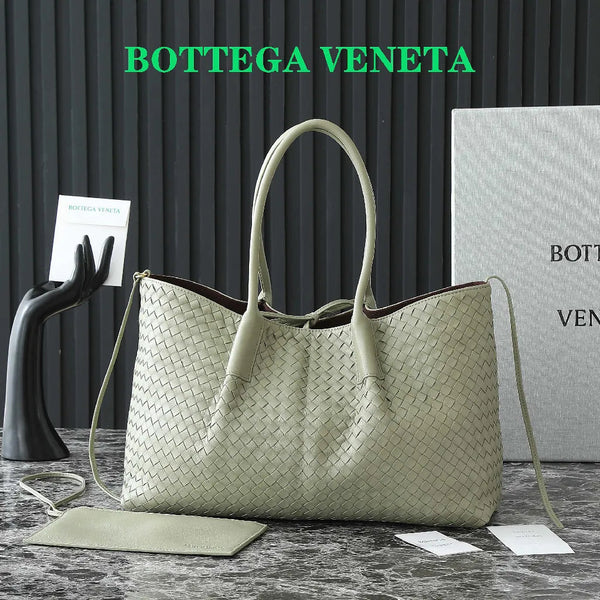 BV Pinacoteca Bag 43cm Travertine Intrecciato Calfskin & Suede
