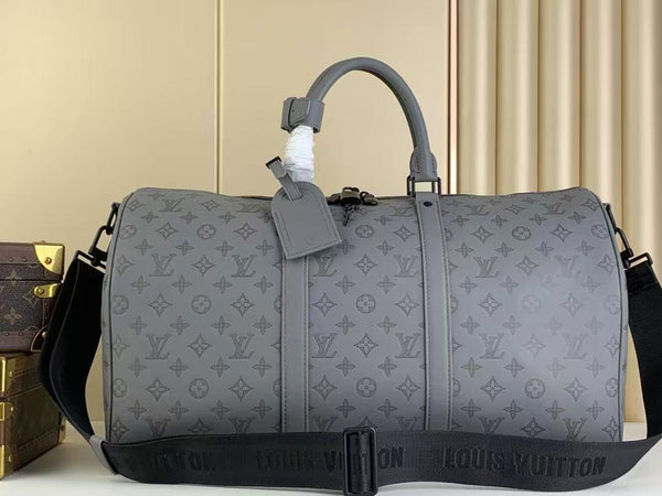 LV Keepall 50B Anthracite Grey Monogram Shadow Calfskin