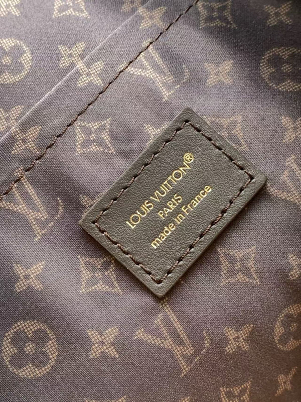 LV Express MM Bag 36cm Beige Suede Monogram Canvas GHW