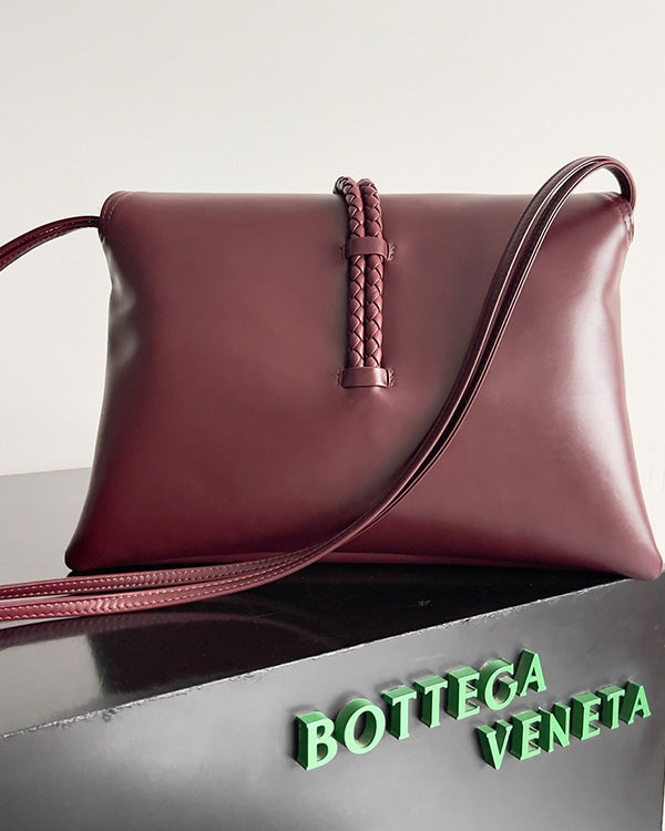 BV Liberta Crossbody Bag Buckle 30cm Barolo Red Cowhide