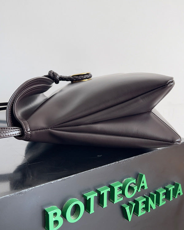 BV Liberta Crossbody Bag Buckle 30cm Chocolate Brown Cowhide