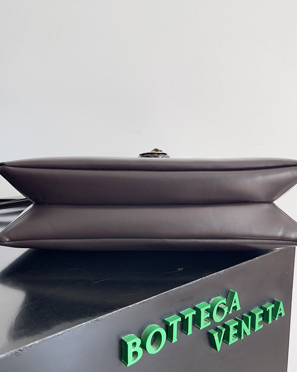 BV Liberta Crossbody Bag Buckle 30cm Chocolate Brown Cowhide