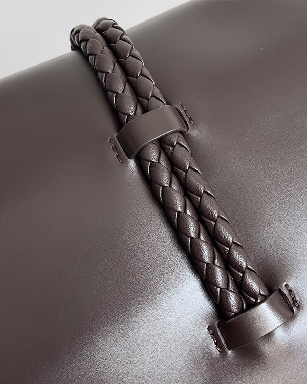 BV Liberta Crossbody Bag Buckle 30cm Chocolate Brown Cowhide