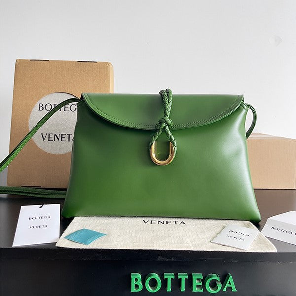 BV Liberta Crossbody Bag Buckle 30cm Green Pepper Cowhide