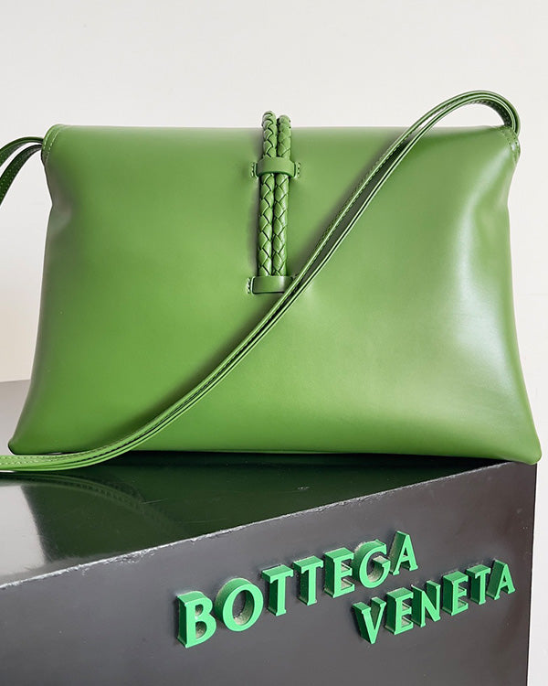 BV Liberta Crossbody Bag Buckle 30cm Green Pepper Cowhide