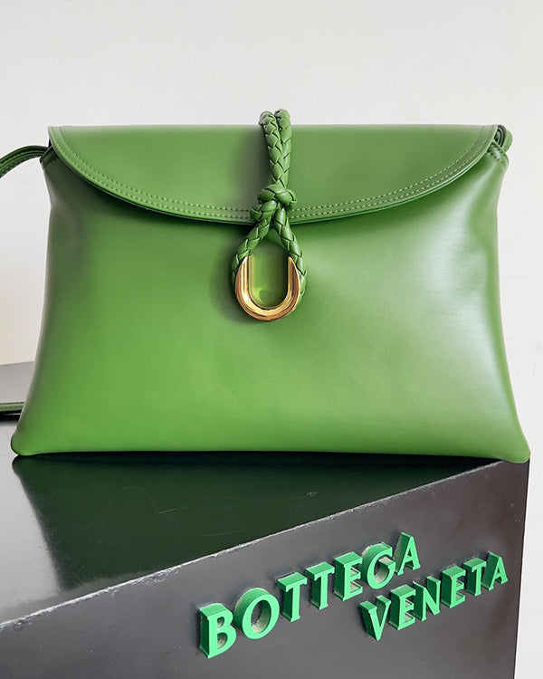 BV Liberta Crossbody Bag Buckle 30cm Green Pepper Cowhide