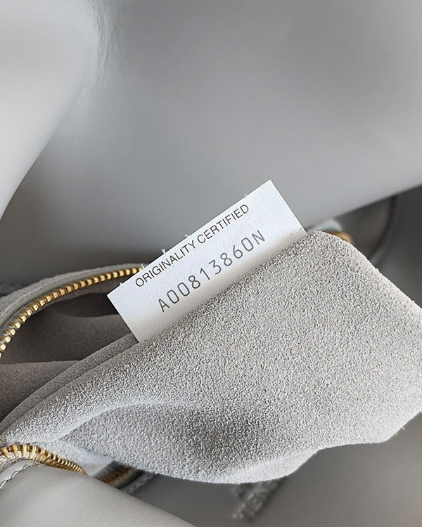 BV Liberta Crossbody Bag Buckle 30cm Silver Gray Cowhide