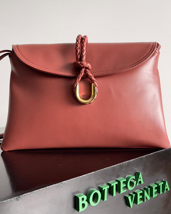 BV Liberta Crossbody Bag Buckle 30cm Brick-red Cowhide