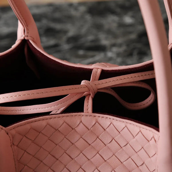 BV Pinacoteca Bag 43cm Pink Intrecciato Calfskin & Suede