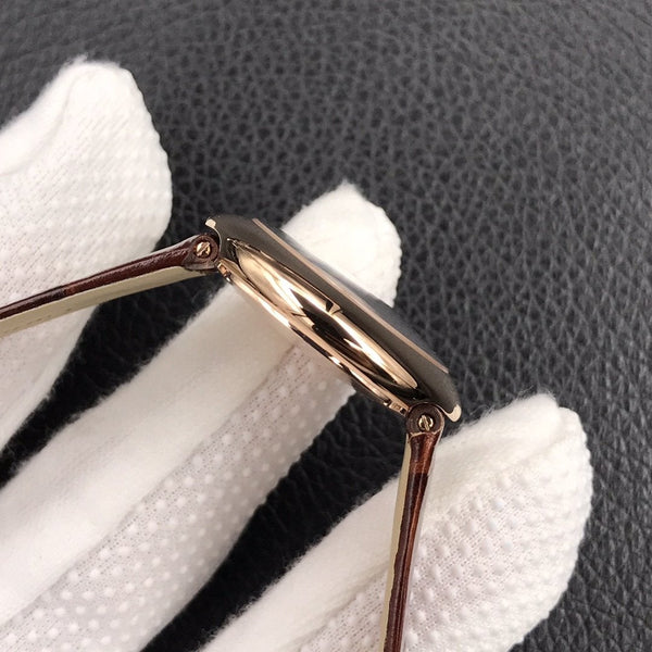 BALLON BLANC DE CARTIER QUARZO ROSA ORO PELLE MARRONE