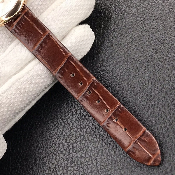 BALLON BLANC DE CARTIER QUARZO ROSA ORO PELLE MARRONE