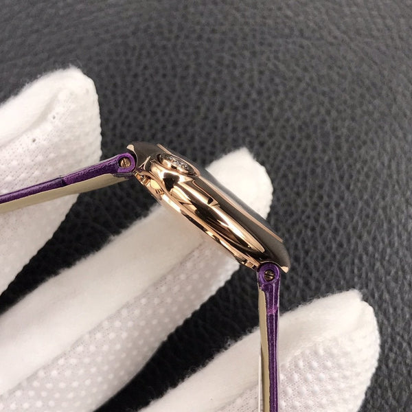 BALLON BLEU DE CARTIER QUARZO ROSA GOD CASSA IN PELLE VIOLA