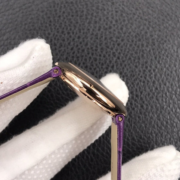 BALLON BLEU DE CARTIER QUARZO ROSA GOD CASSA IN PELLE VIOLA