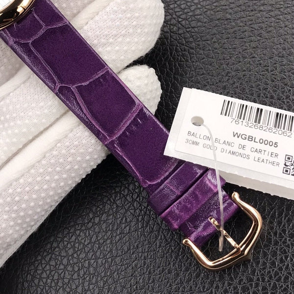 BALLON BLEU DE CARTIER QUARZO ROSA GOD CASSA IN PELLE VIOLA