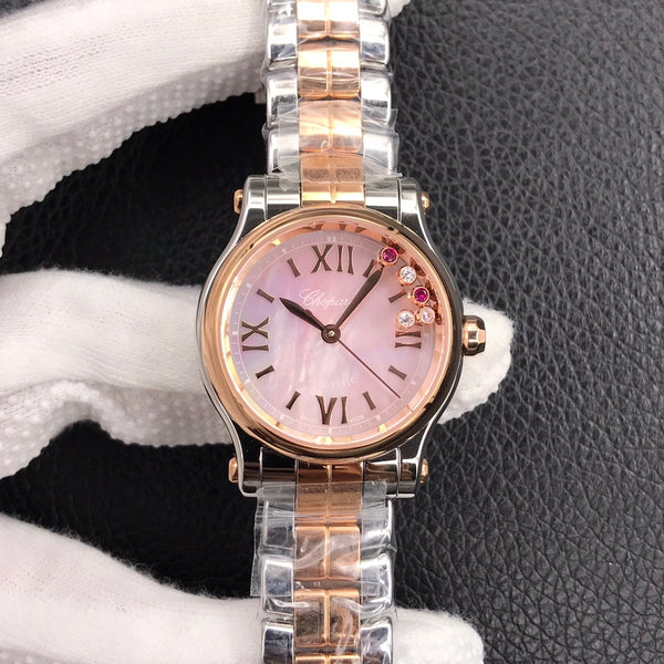 HAPPY DIAMOND TWO TONE PINK MOTHER OF PEARL DIAL