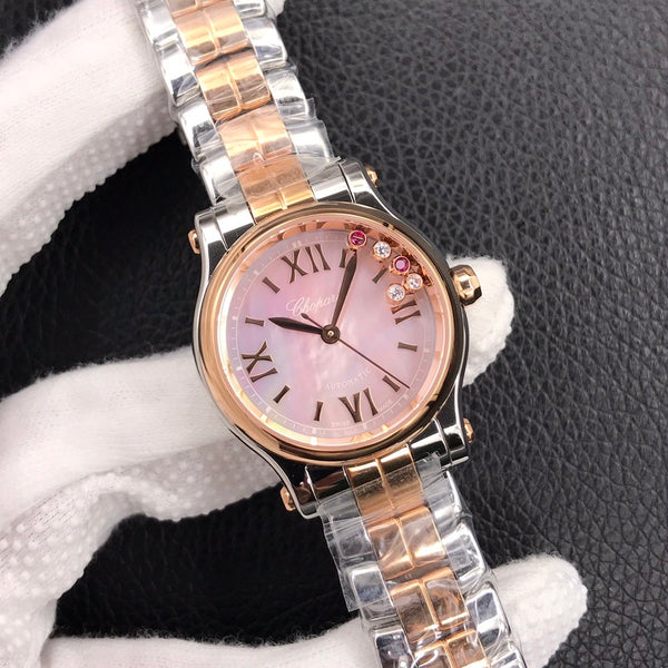 HAPPY DIAMOND TWO TONE PINK MOTHER OF PEARL DIAL