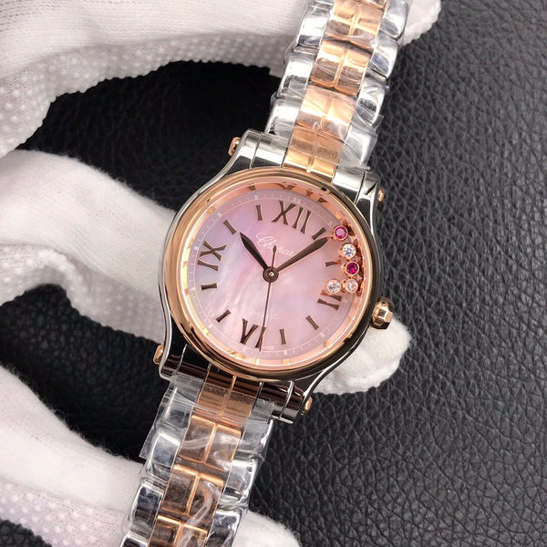 HAPPY DIAMOND TWO TONE PINK MOTHER OF PEARL DIAL
