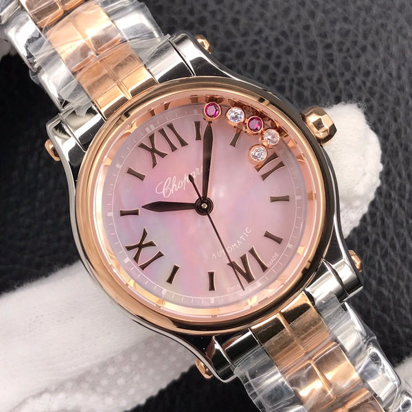 HAPPY DIAMOND TWO TONE PINK MOTHER OF PEARL DIAL
