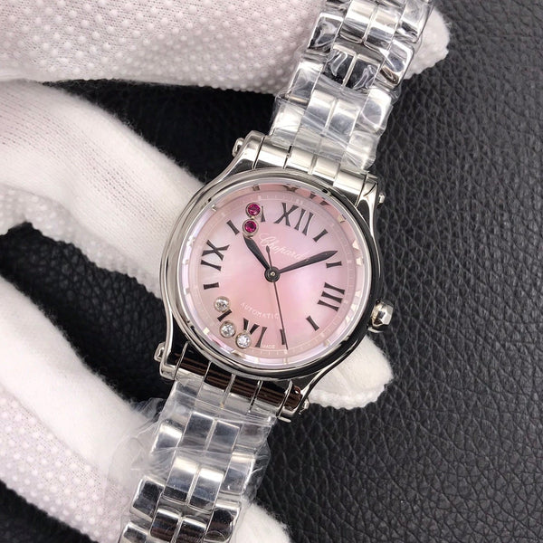 HAPPY DIAMOND AUTOMATIC STAINLESS STEEL CASE PINK DIAL
