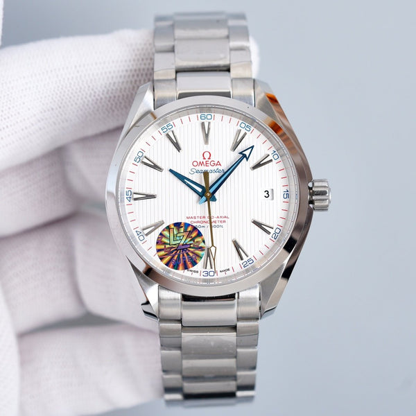 SEAMASTER AQUA TERRA 150M CO-AXIAL WHITE DIAL BLUE HAND