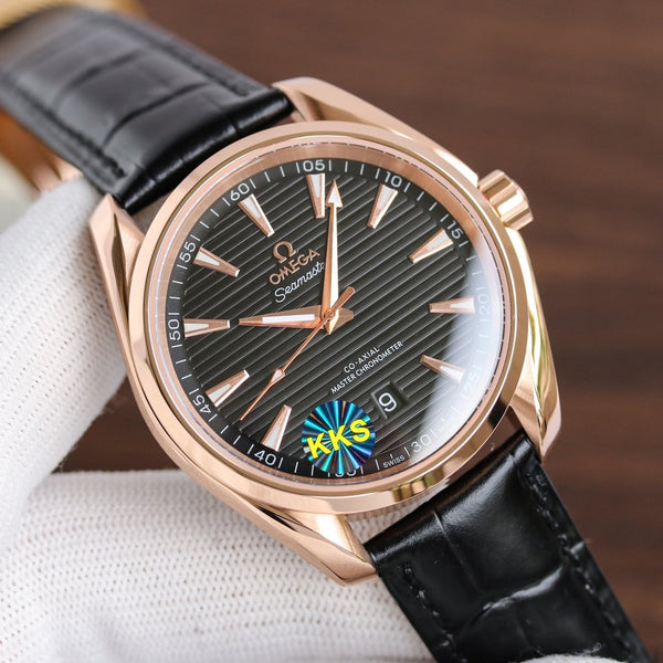 SEAMASTER AQUA TERRA 41MM ROSE GOLD CASE LEATHER STRAP