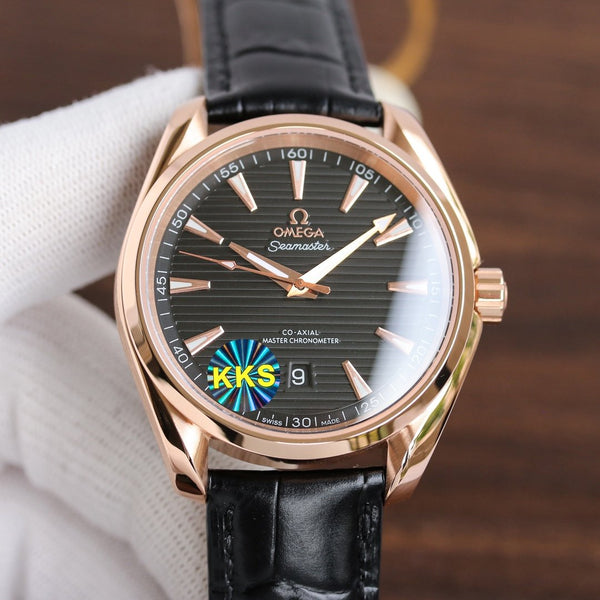 SEAMASTER AQUA TERRA 41MM ROSE GOLD CASE LEATHER STRAP