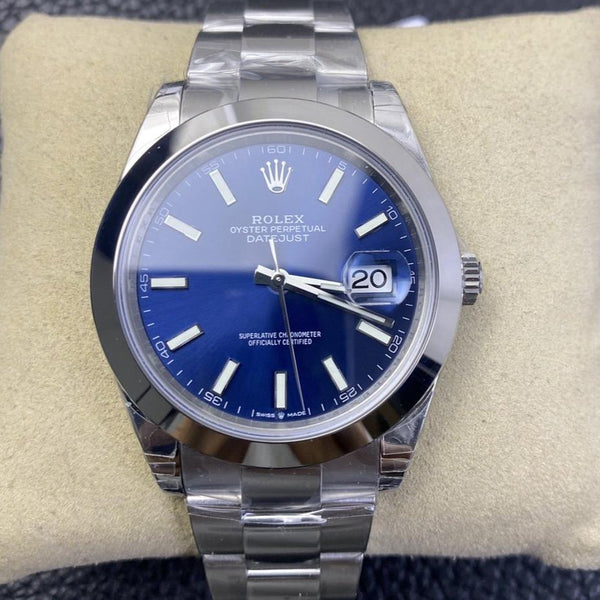 DATEJUST 41MM LUNETTA LISCIA QUADRANTE BLU BRACCIALE OYSTER