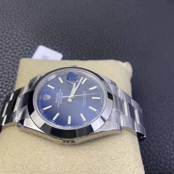DATEJUST 41MM LUNETTA LISCIA QUADRANTE BLU BRACCIALE OYSTER