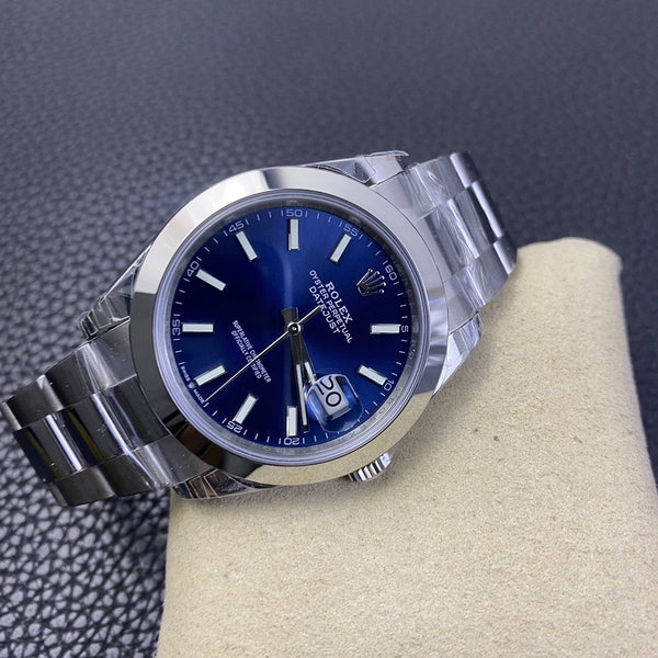 DATEJUST 41MM LUNETTA LISCIA QUADRANTE BLU BRACCIALE OYSTER