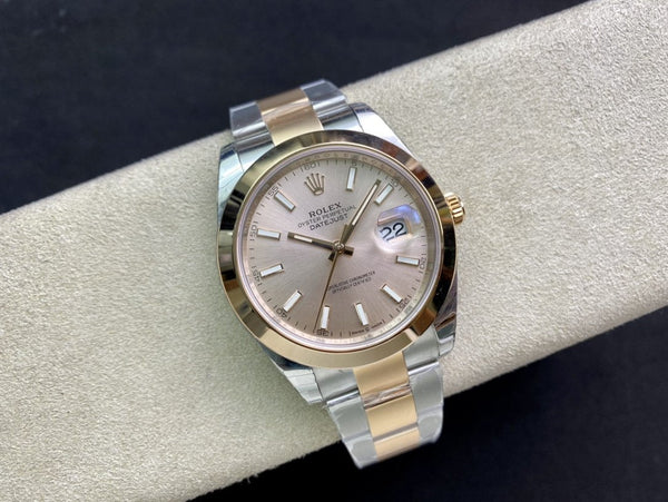 DATEJUST 41MM SMOOTH BEZEL GOLD STEEL GREY DIAL