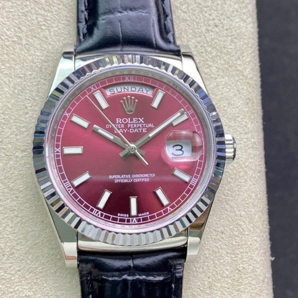 DAY-DATE 41MM STAINLESS STEEL RED DIAL