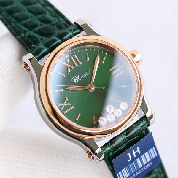 HAPPY SPORT 36MM AUTOMATICO LUNETTA ORO QUADRANTE VERDE