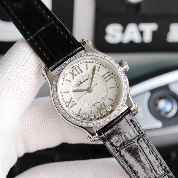 HAPPY SPORT 36MM AUTOMATIC STEEL CASE DIAMOND BEZEL