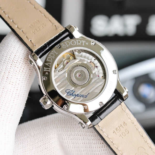 HAPPY SPORT 36MM AUTOMATIC STEEL CASE DIAMOND BEZEL