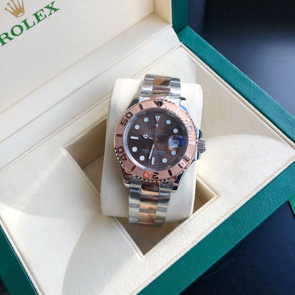 YACHT-MASTE QUADRANTE MARRONE IN ORO EVEROSE