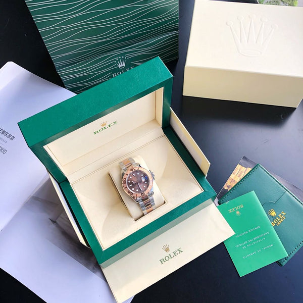 YACHT-MASTE QUADRANTE MARRONE IN ORO EVEROSE