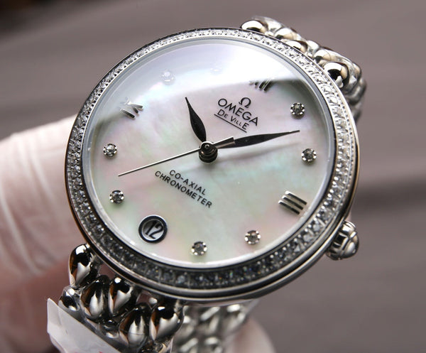 DEVILLE PRESTIGE 32MM STEEL DIAMOND BEZEL MOP DIAL