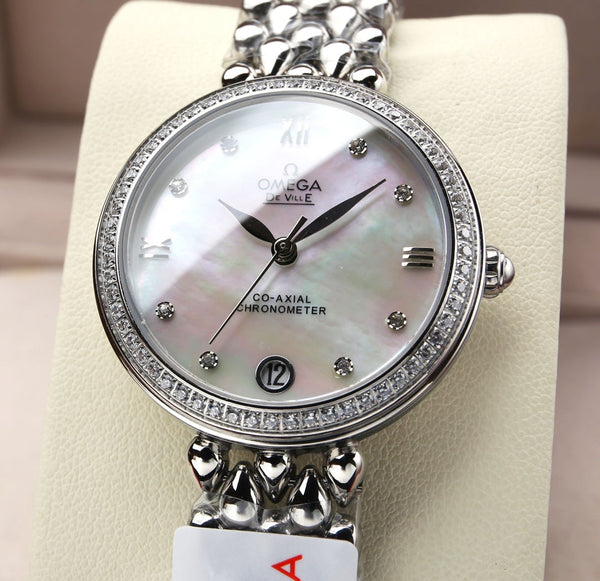 DEVILLE PRESTIGE 32MM STEEL DIAMOND BEZEL MOP DIAL