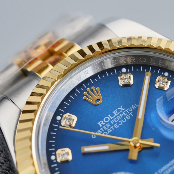 DATEJUST 41MM TWO TONE BLUE DIAL DIAMOND NUMERALS