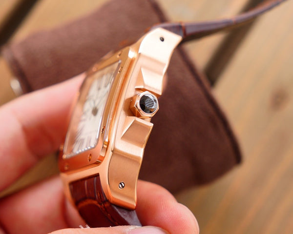 SANTOS 100XL 42MM STAINLESS STEEL LEATHER