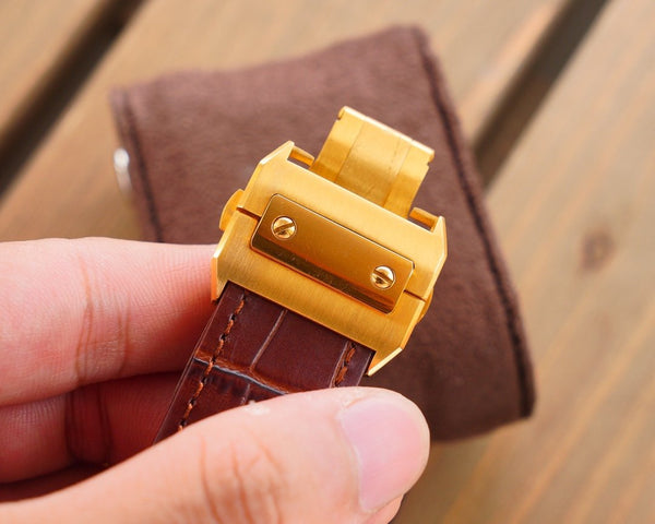 SANTOS 100XL 42MM STAINLESS STEEL LEATHER