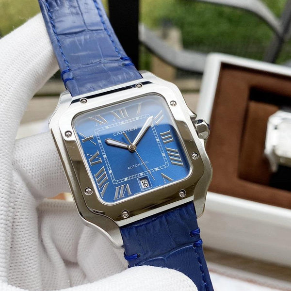 SANTOS DE CARTIE 39MM STEEL CASE LEATHER STRAP