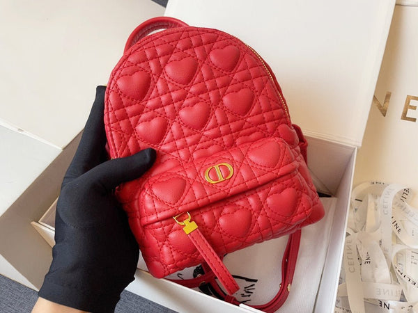 ZAINO PICCOLO IN PELLE DI AGNELLO CANNAGE ROSSA