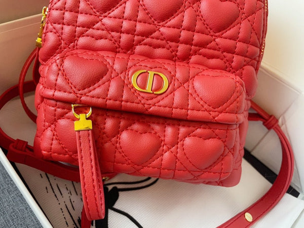 ZAINO PICCOLO IN PELLE DI AGNELLO CANNAGE ROSSA