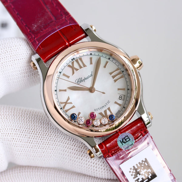 HAPPY SPORT 36MM AUTOMATICO LUNETTA IN ORO ROSA QUADRANTE BIANCO