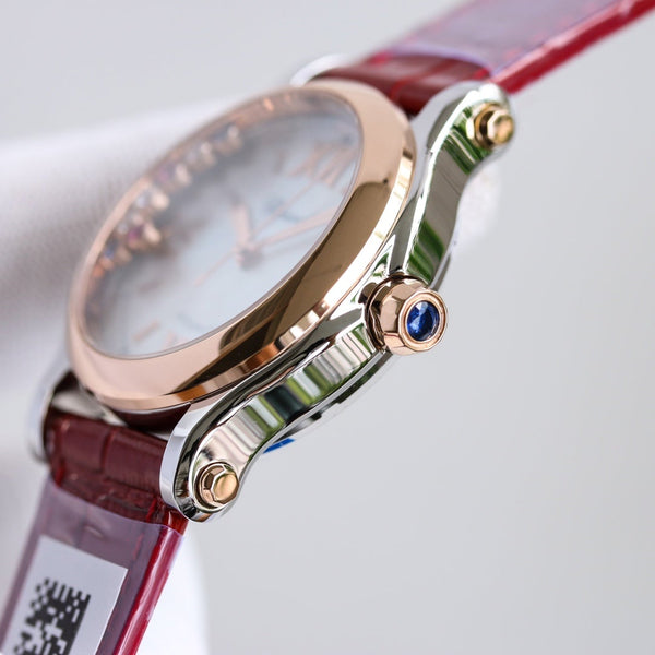 HAPPY SPORT 36MM AUTOMATICO LUNETTA IN ORO ROSA QUADRANTE BIANCO