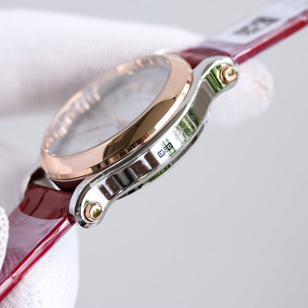 HAPPY SPORT 36MM AUTOMATICO LUNETTA IN ORO ROSA QUADRANTE BIANCO