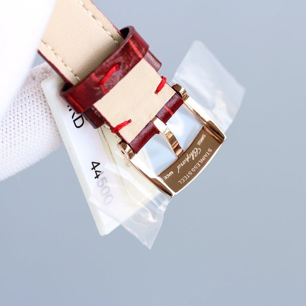 HAPPY SPORT 36MM AUTOMATIC ROSE GOLD DIAMOND BEZELRED DIAL