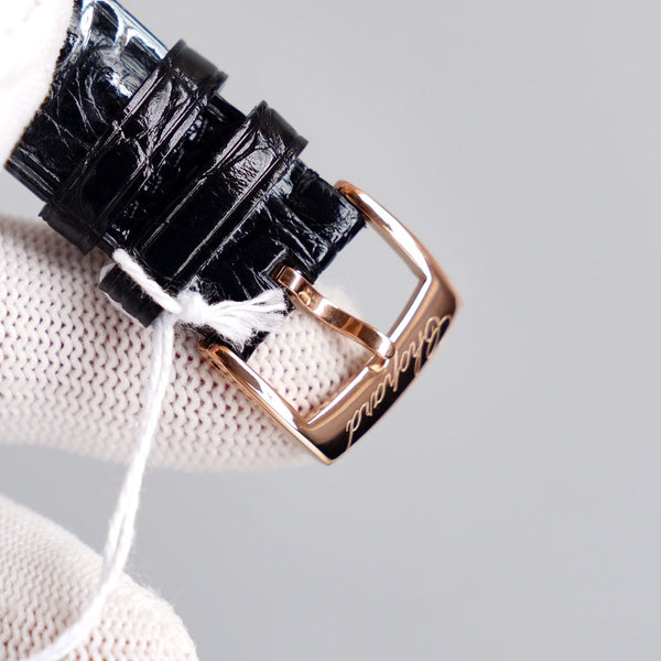 HAPPY SPORT 36MM AUTOMATIC ROSE GOLD CASE WHITE DIAL