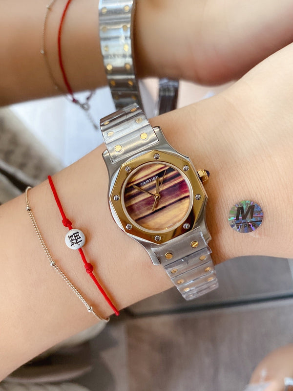 SANTOS ROUND LADY 28MM BICOLORE AL QUARZO